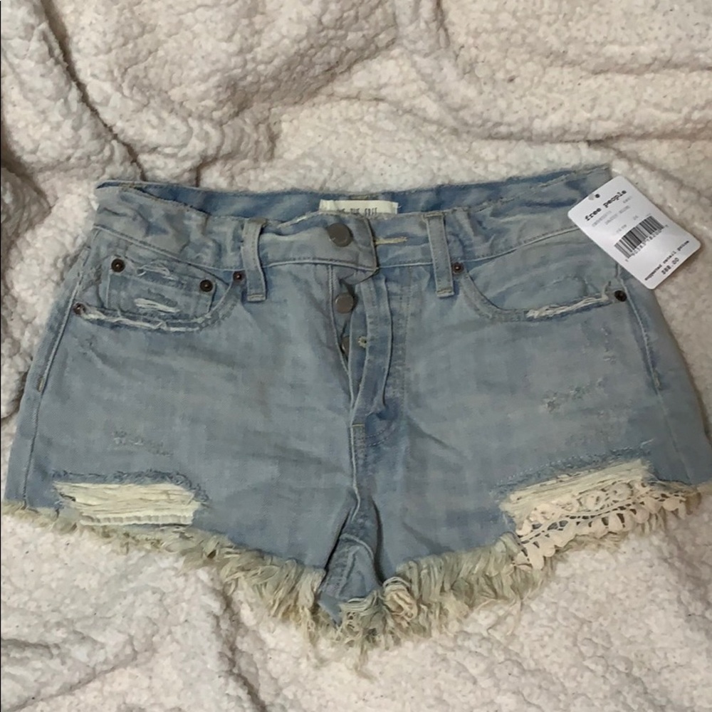 Free People Blue Jean Shorts